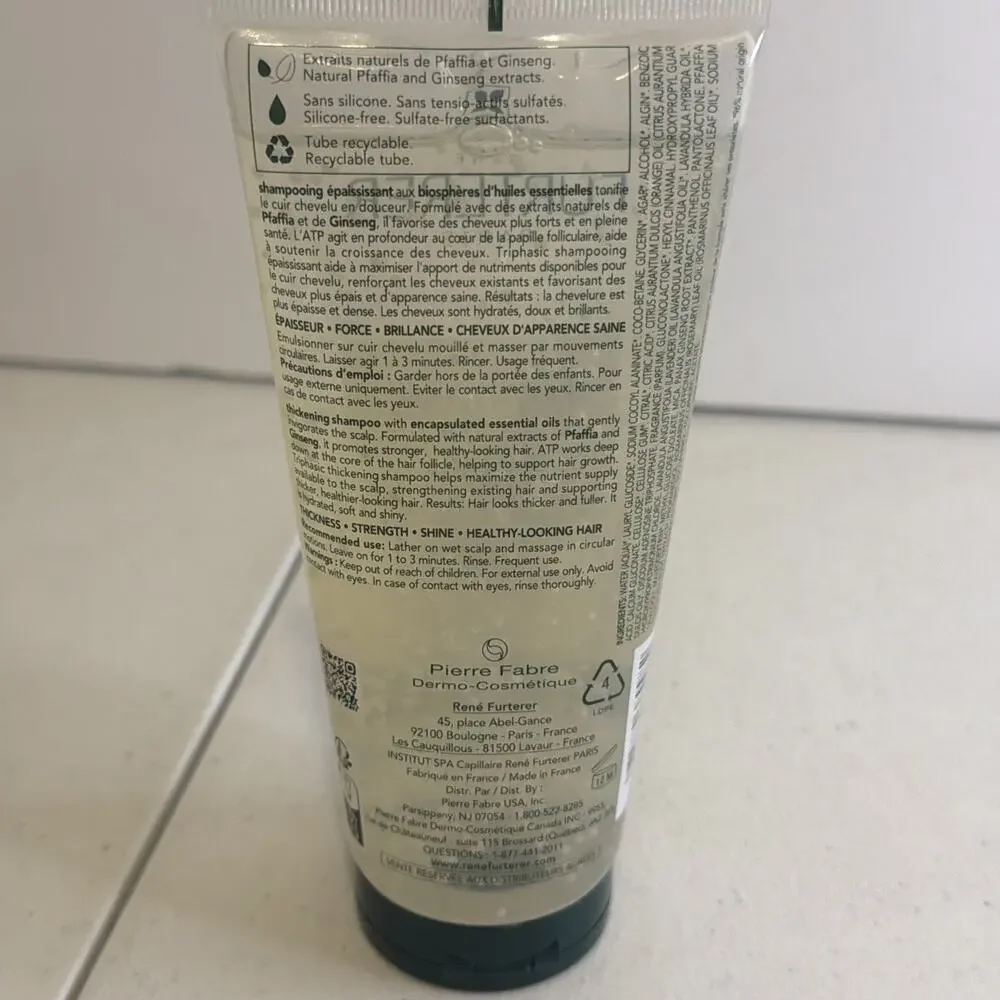 Rene Furterer Triphasic Thickening Shampoo 6.7oz 200ml Thinning Hair NEW Sealed